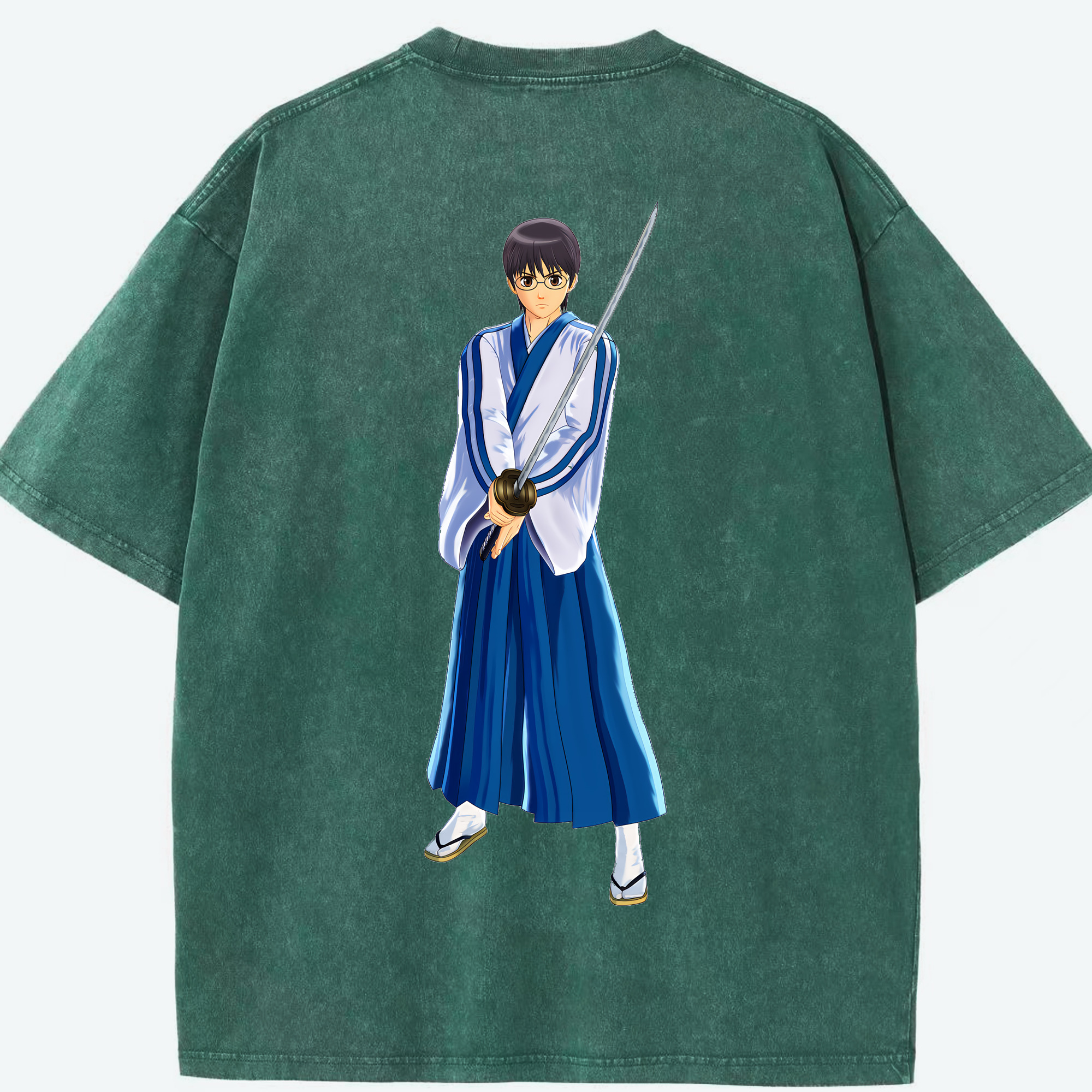 （画像用） ぎんたま 坂田銀時（さかたぎんとき） 神楽 志村新八（しむら しんぱち） GINTAMA Sakata Gintoki Kagura Shimura Shinpachi 綿100% ヴィンテージ風 半袖Tシャツ（背面プリント）